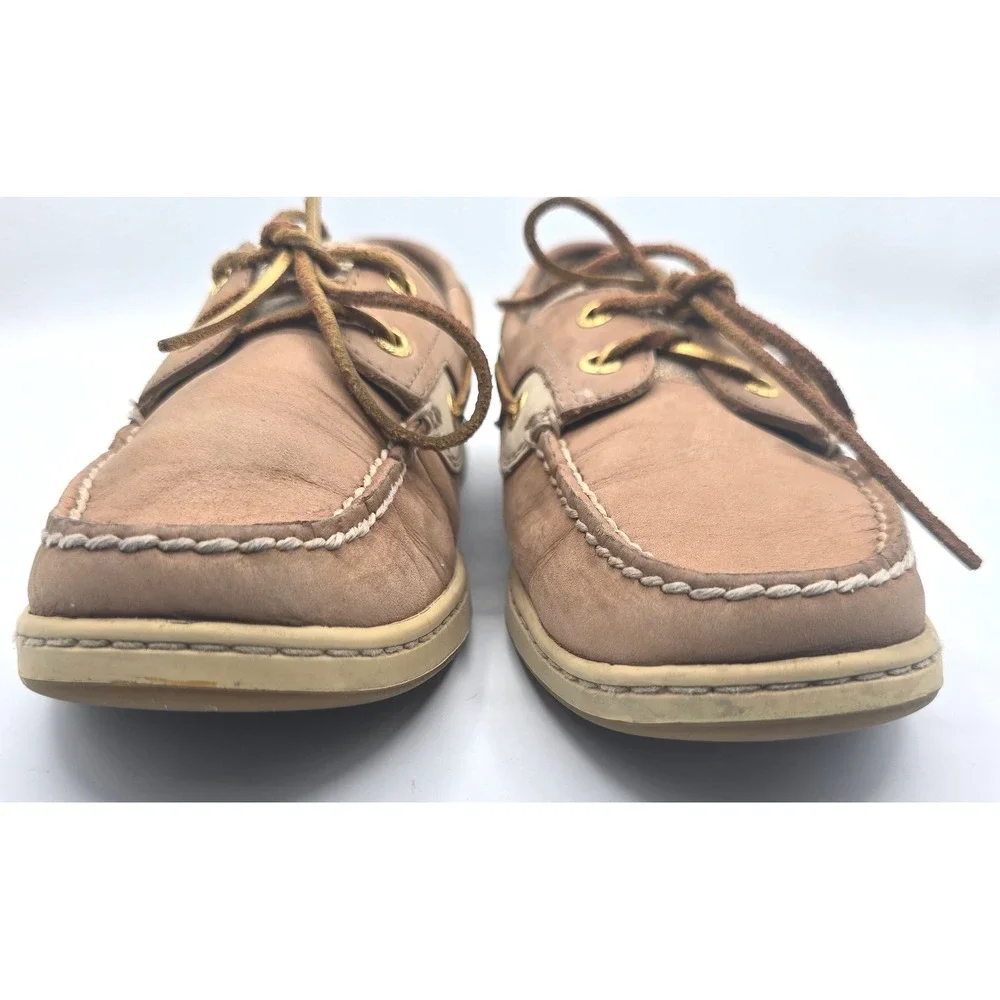 Sperry Top-Sider Angfish Tan Leather Shimmer Boat Shoes Womens 8 M 9353665